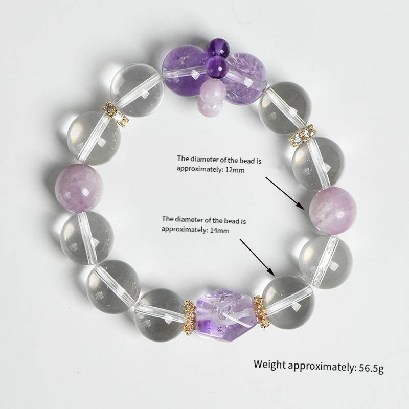 Stellar Prism: Faceted White Quartz, Amethyst & Kunzite Power Bracelet