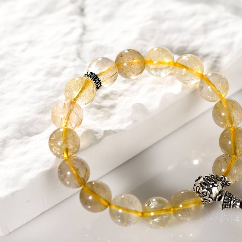 "Flowing Gold Whispers" Ladies' Simple Gold Hair Crystal Wealth bracelet: Niche Design · Light and Sparkling · Energy Always by Your side ✨