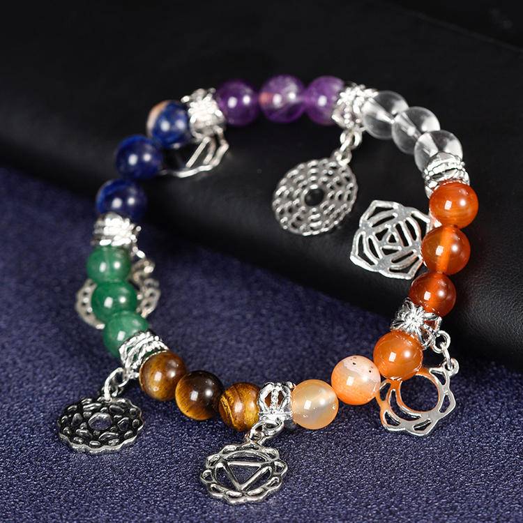 The Holy Light Ring · Seven Chakras Full Frequency Energy Bracelet: Seven-Colored Crystals, Connecting the spiritual veins
