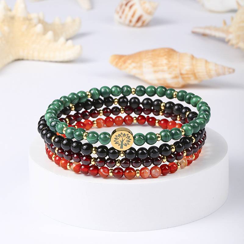 The Earth's Guardian Ring: Four-layer stable protective energy field of Malachite, obsidian, garnet and red agate