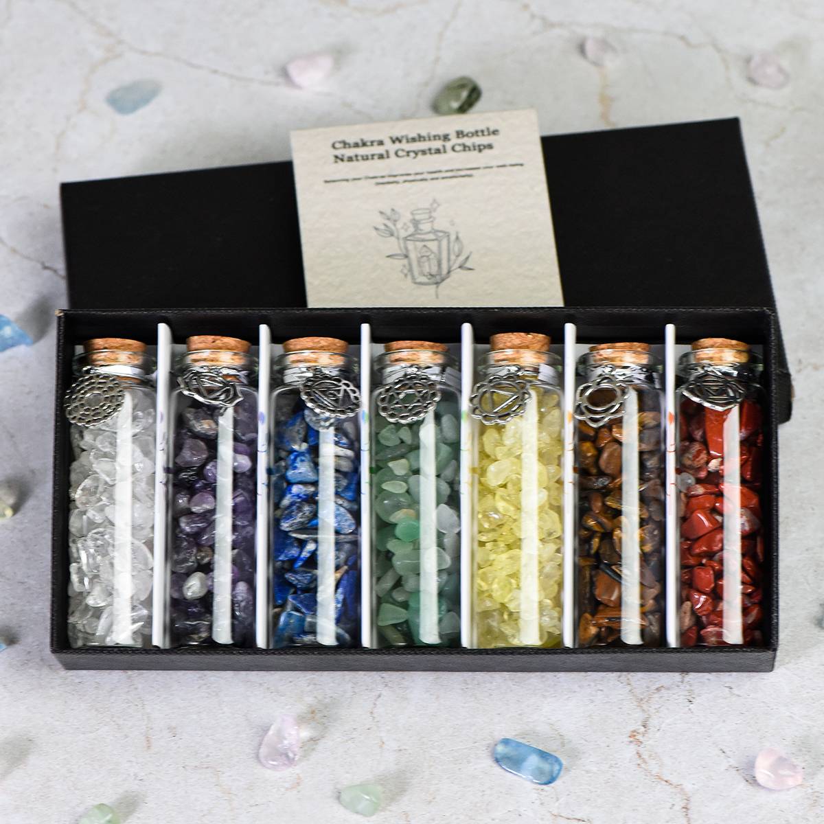 The Seven Streams continue to refine "Lun Yu Xuan Bottle Set - Rainbow Crystal Pebble Drift Bottle"