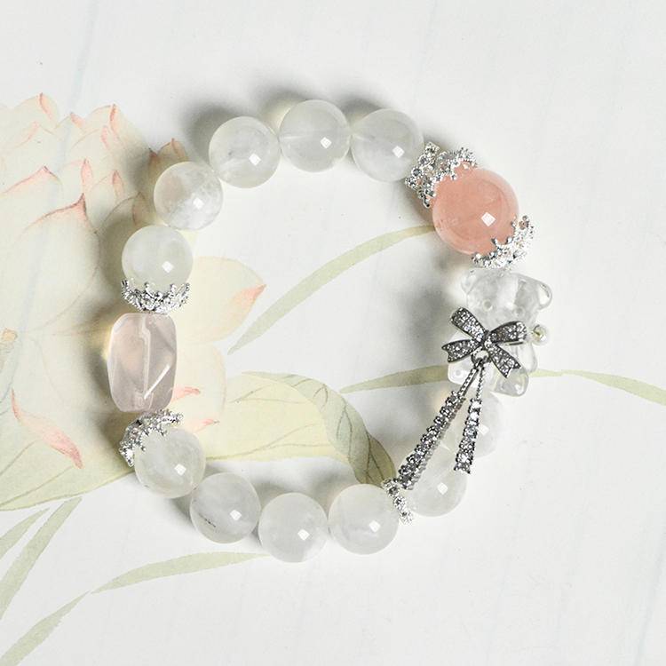 ❄️✨ 【 snowflake Ghost White Crystal Bear Bracelet 】 -- Pure guardian · Sweet dream ✨❄️