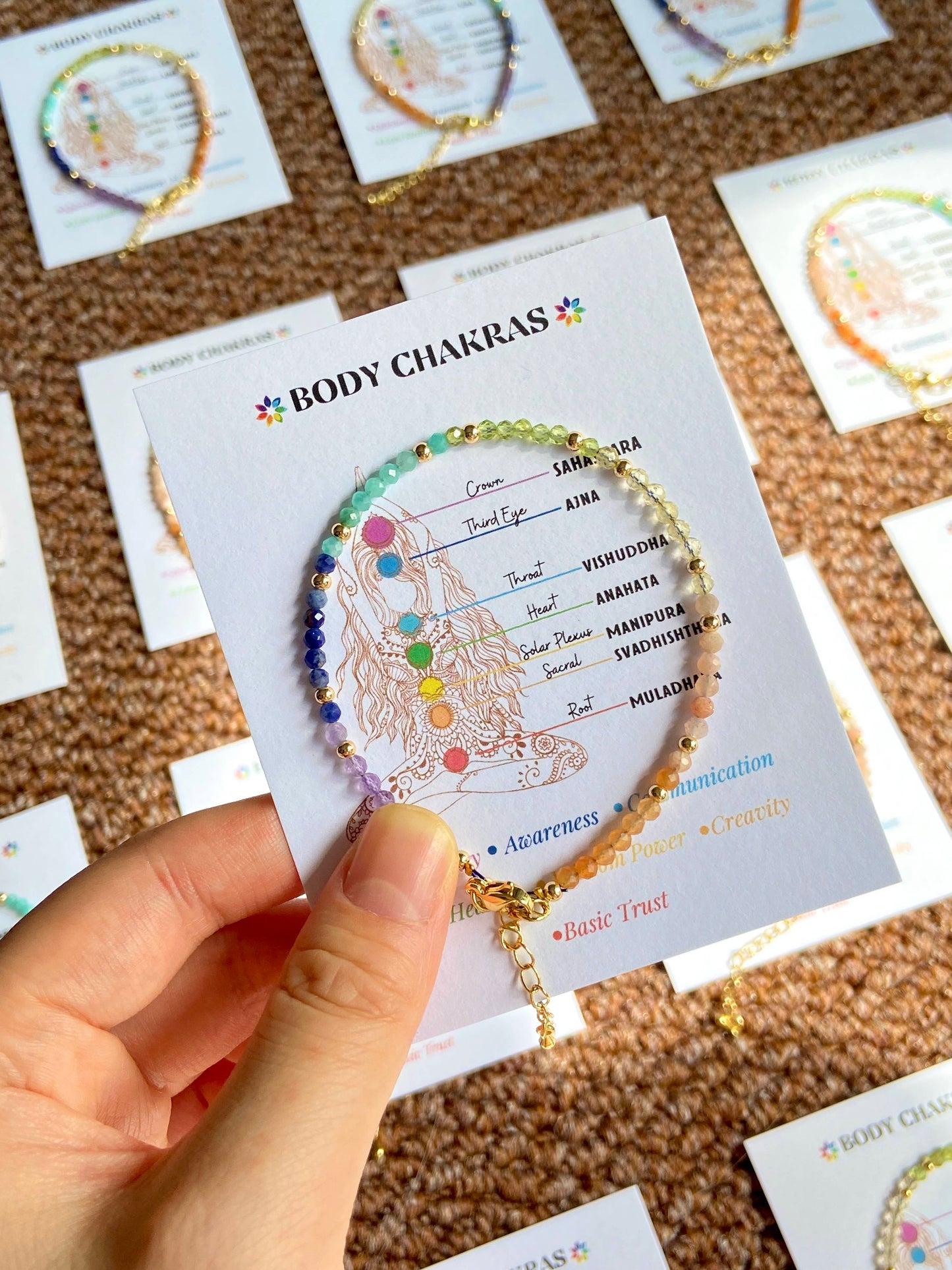 The Key of Light · Life Light Column: Faceted Crystal Seven-Chakra Bracelet with full-frequency Energy Precise activation