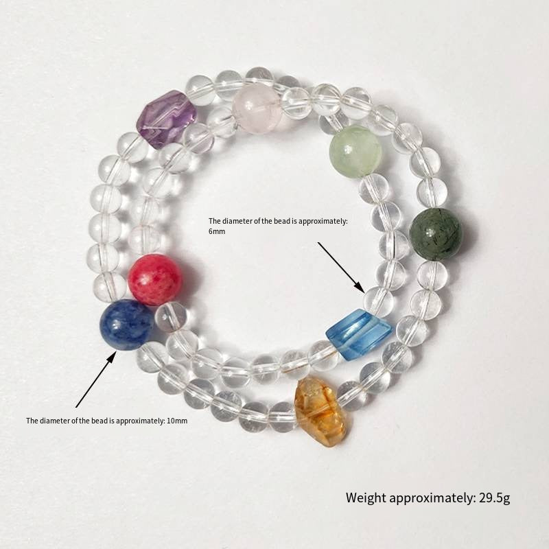 Celestial Chakra: Double Strand White Quartz & 7 Gemstone Bracelet