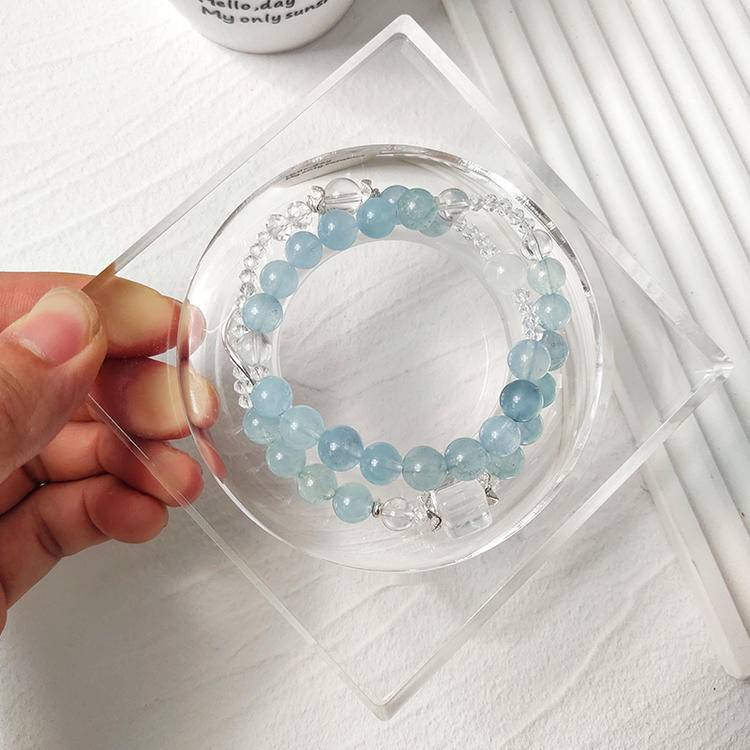 "Extreme Radiance" Glacier Aquamarine Double Loop Bracelet
