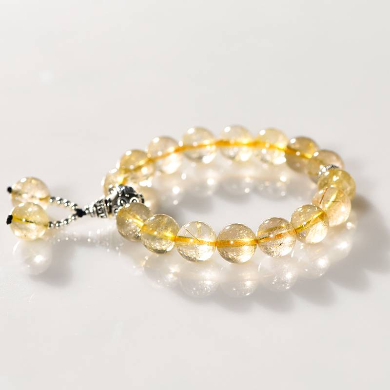 "Flowing Gold Whispers" Ladies' Simple Gold Hair Crystal Wealth bracelet: Niche Design · Light and Sparkling · Energy Always by Your side ✨