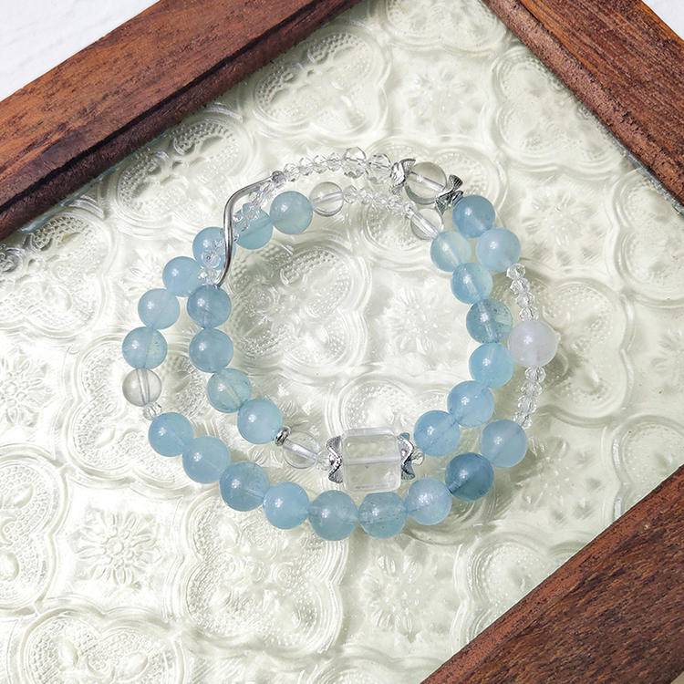 "Extreme Radiance" Glacier Aquamarine Double Loop Bracelet