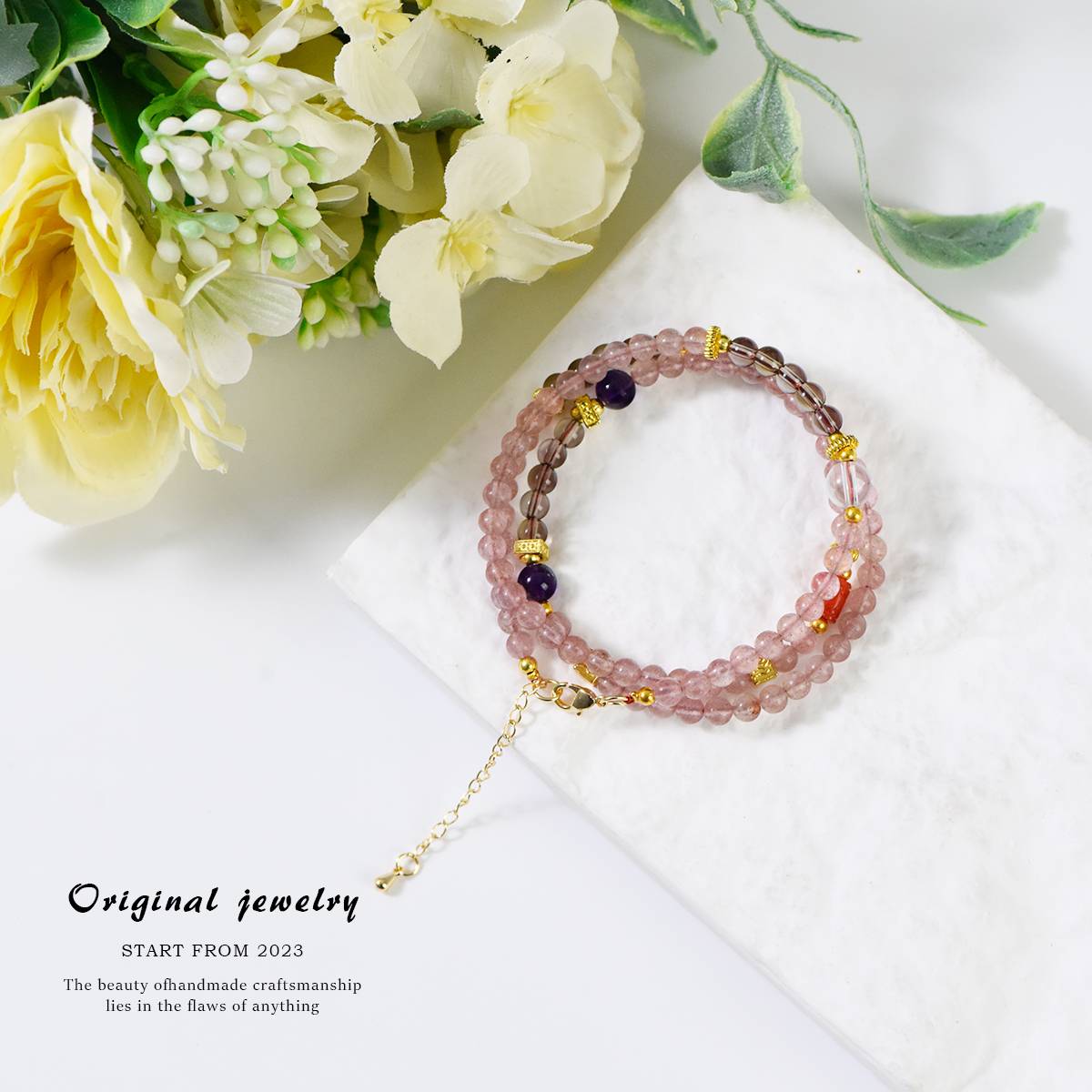 "Thorn Holy Fruit" Strawberry Crystal Dark Night Garden Collarbone Chain: The heart chakra crystallizes in the process of refinement, and the chakra is your Rosary
