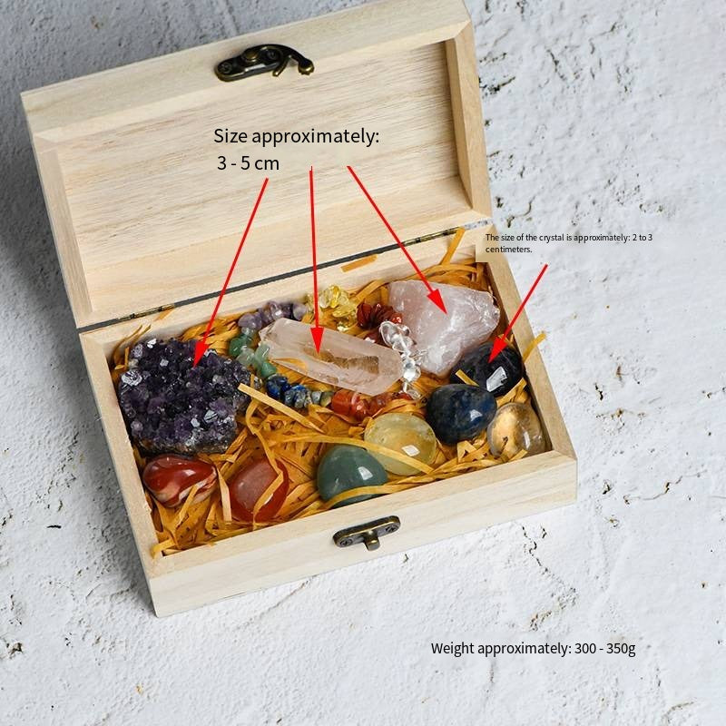 Mineral Sanctuary: Raw Crystal Wooden Altar Set