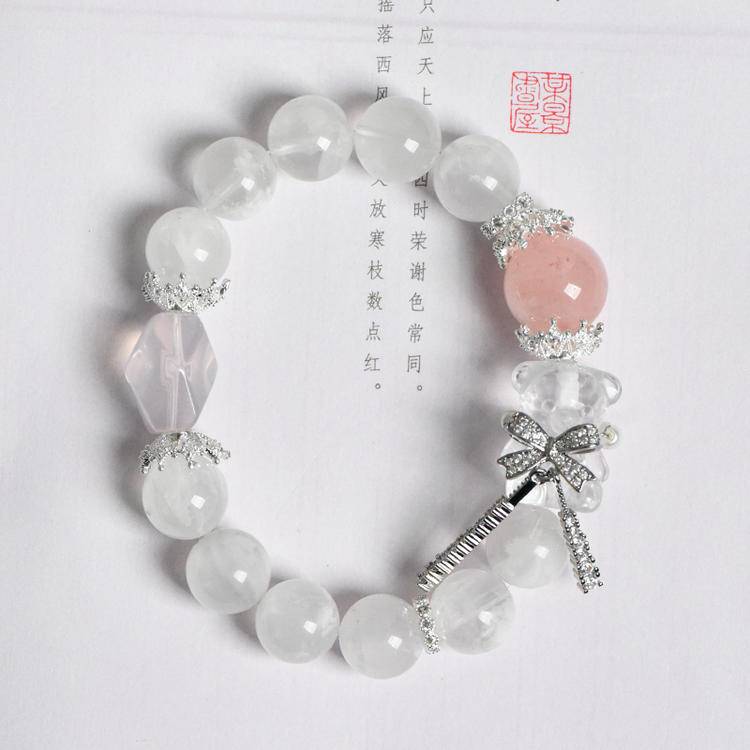 ❄️✨ 【 snowflake Ghost White Crystal Bear Bracelet 】 -- Pure guardian · Sweet dream ✨❄️