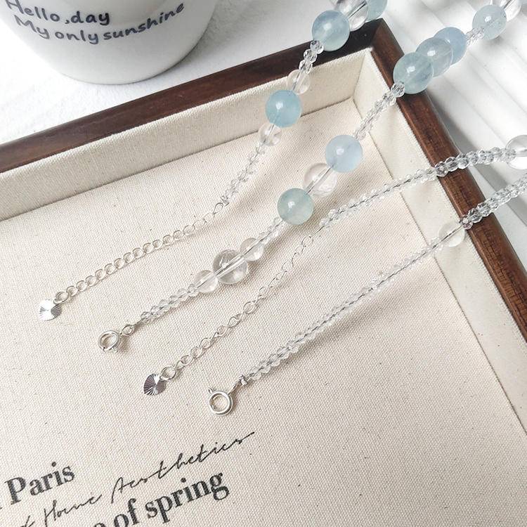 Double Chain layering · Double Tenderness: Aquamarine & White crystal double-loop layering necklace, locking in clear tranquility and pure energy