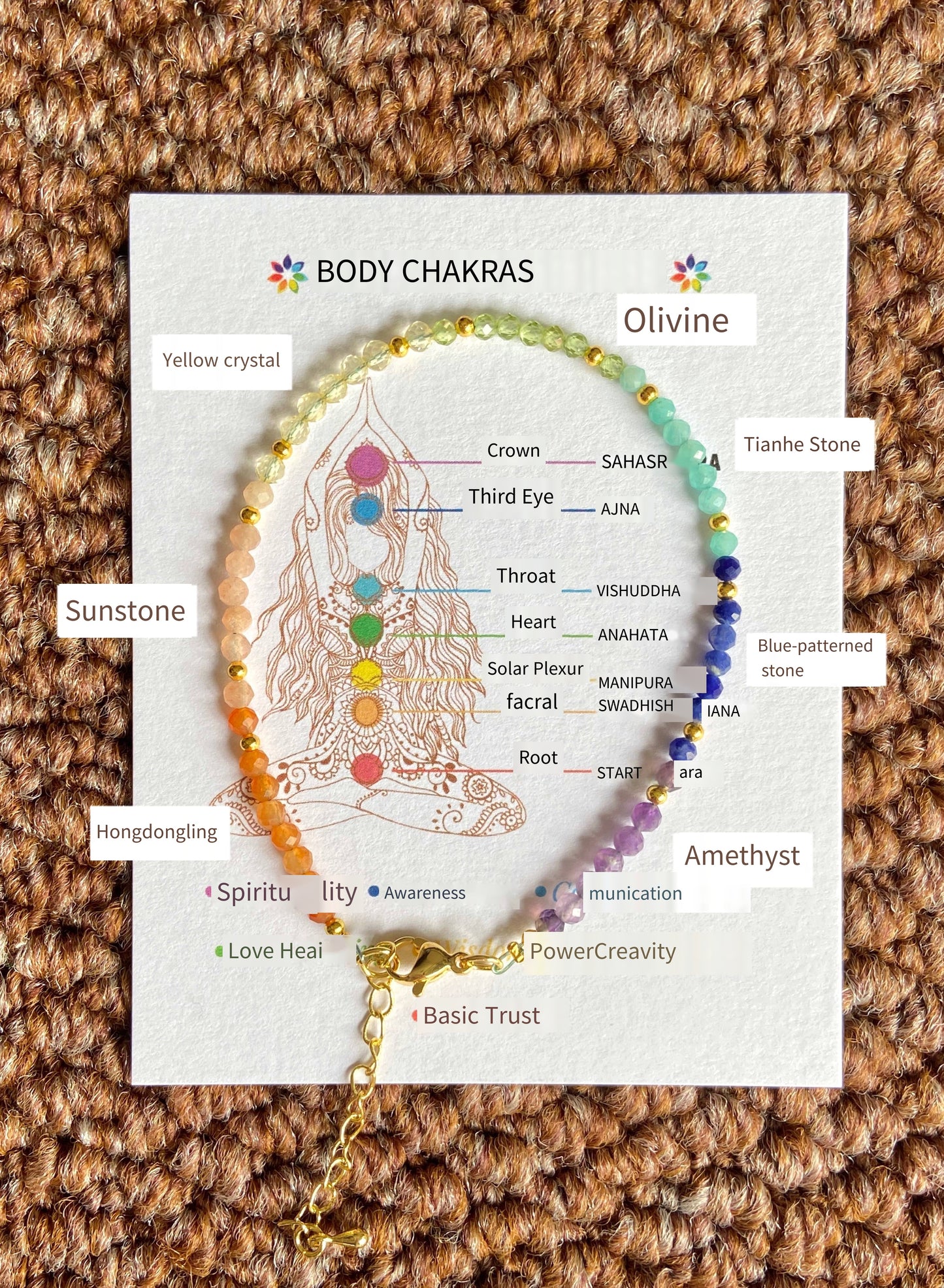 The Key of Light · Life Light Column: Faceted Crystal Seven-Chakra Bracelet with full-frequency Energy Precise activation