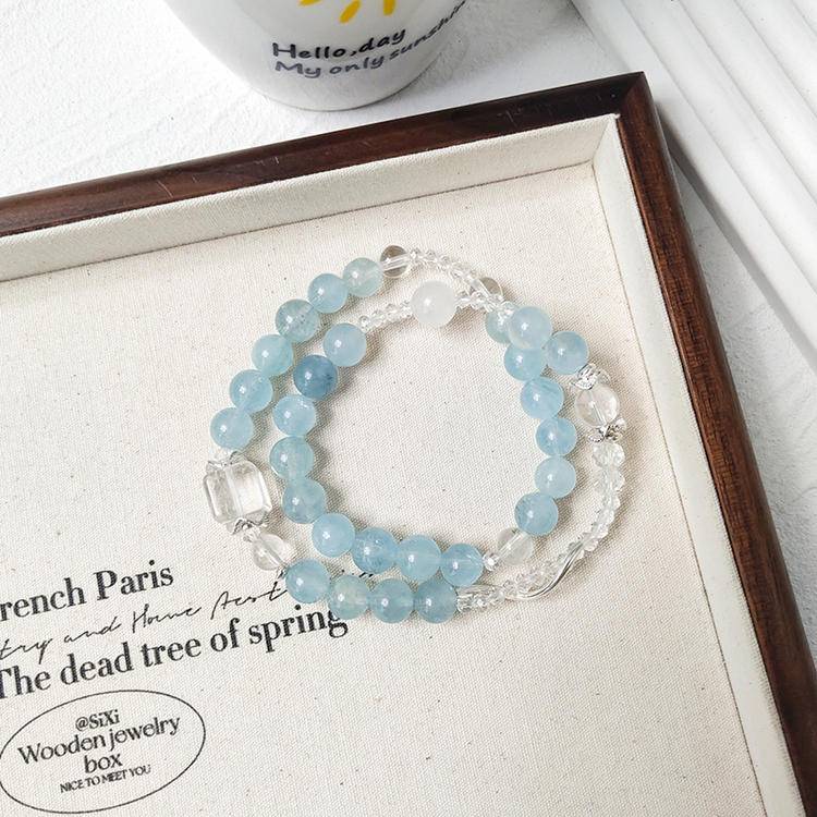 "Extreme Radiance" Glacier Aquamarine Double Loop Bracelet