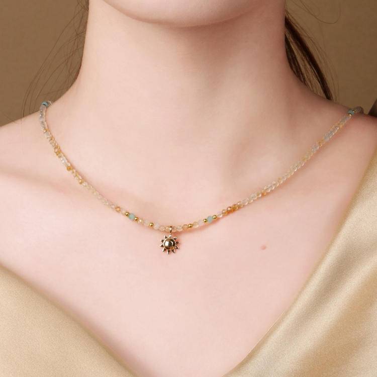 "Sunshine Tranquility" Yellow Crystal Daylight Quiet Domain Necklace