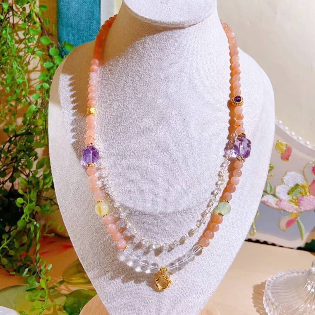 "Sun Star Trail" Natural Sunstone Universal Energy Chain: With the star engine in hand, you can fold the light-year scale