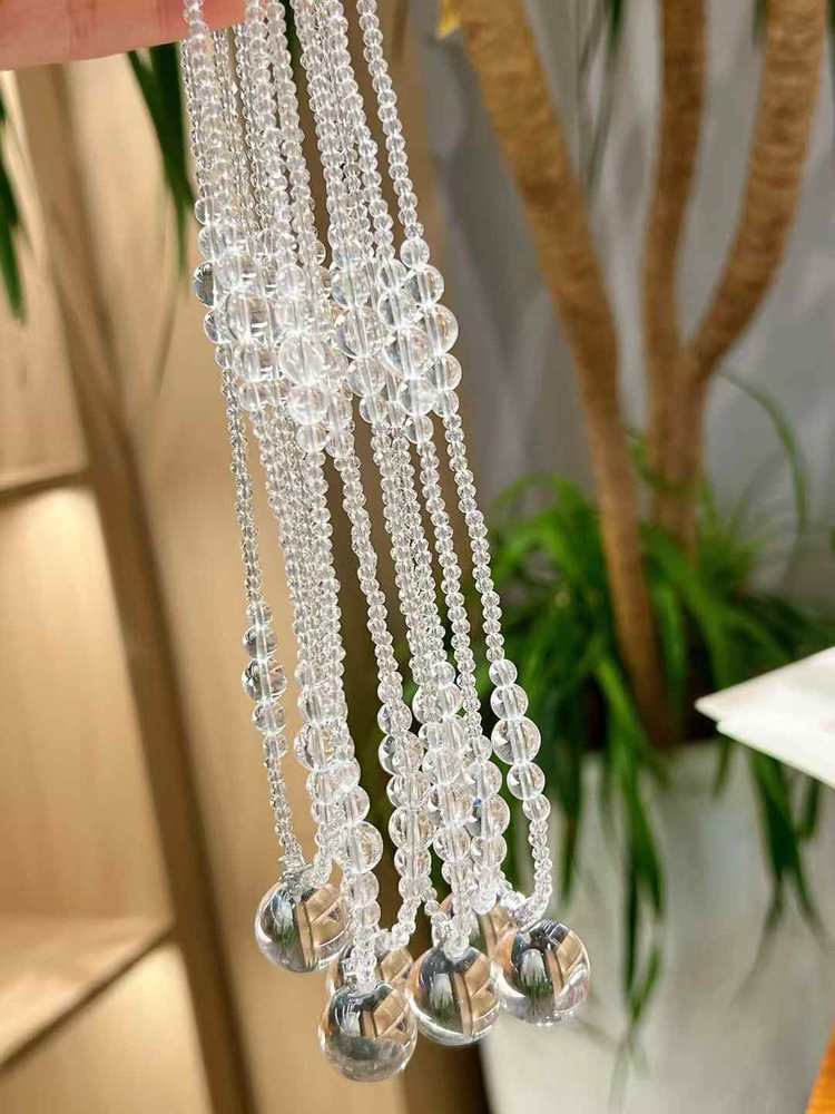 "Tears of the Universe" White Crystal Sphere Aurora Necklace