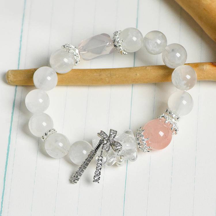 ❄️✨ 【 snowflake Ghost White Crystal Bear Bracelet 】 -- Pure guardian · Sweet dream ✨❄️