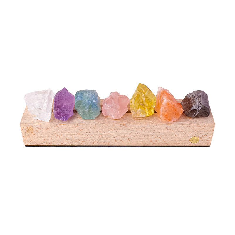 One lamp gathers seven colors · Energy Accompanies the night Peace: Natural Crystal Rough Stone Night Light
