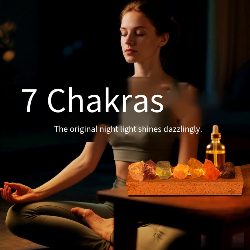 One lamp gathers seven colors · Energy Accompanies the night Peace: Natural Crystal Rough Stone Night Light