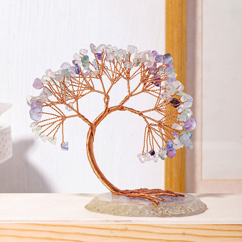 Natural Crystal Phoenix Tail Energy Tree - Yoga Meditation Frequency Modulation Anchor Point - Desk Rainbow Light Wealth Attraction Array - 7 chakras ×5 High-energy style
