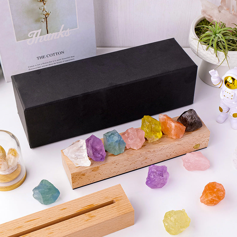 One lamp gathers seven colors · Energy Accompanies the night Peace: Natural Crystal Rough Stone Night Light