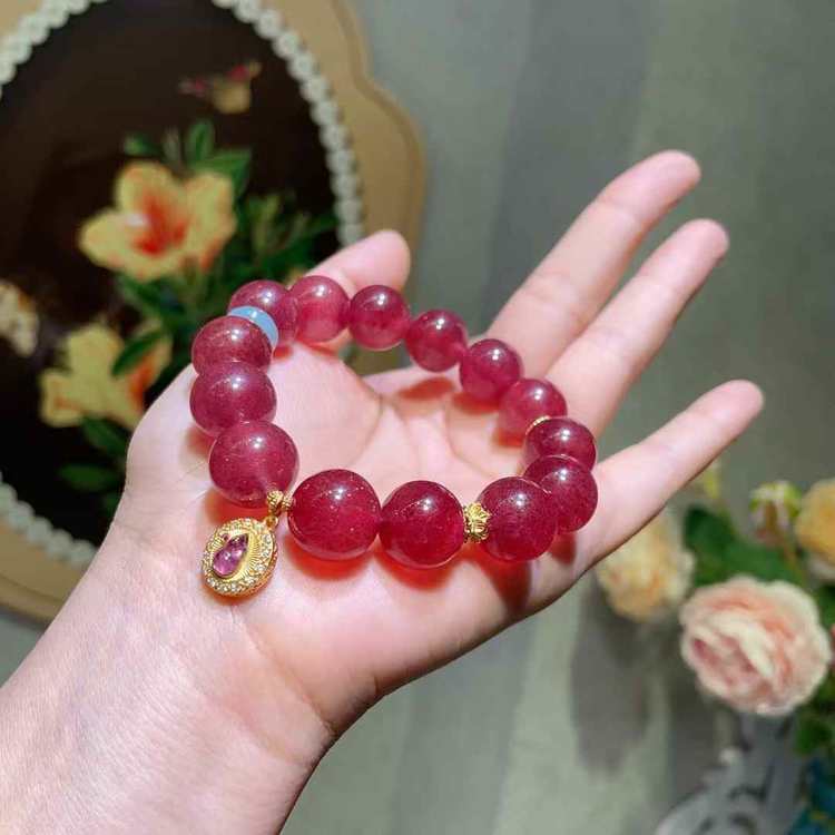 ๐ธ ใ Natural strawberry Crystal Bracelet ใ -- Sweet love ยท Attracting wealth and Good fortune ๐ธ
