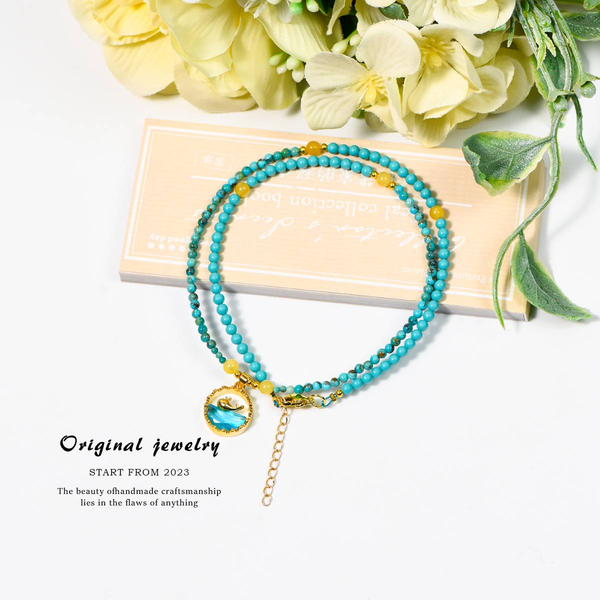 Whale and Deep Blue · Turquoise Amber Guards the Collarbone Chain: The sky mirror of Hubei pine, the time amber of amber, Whale guides the voyage
