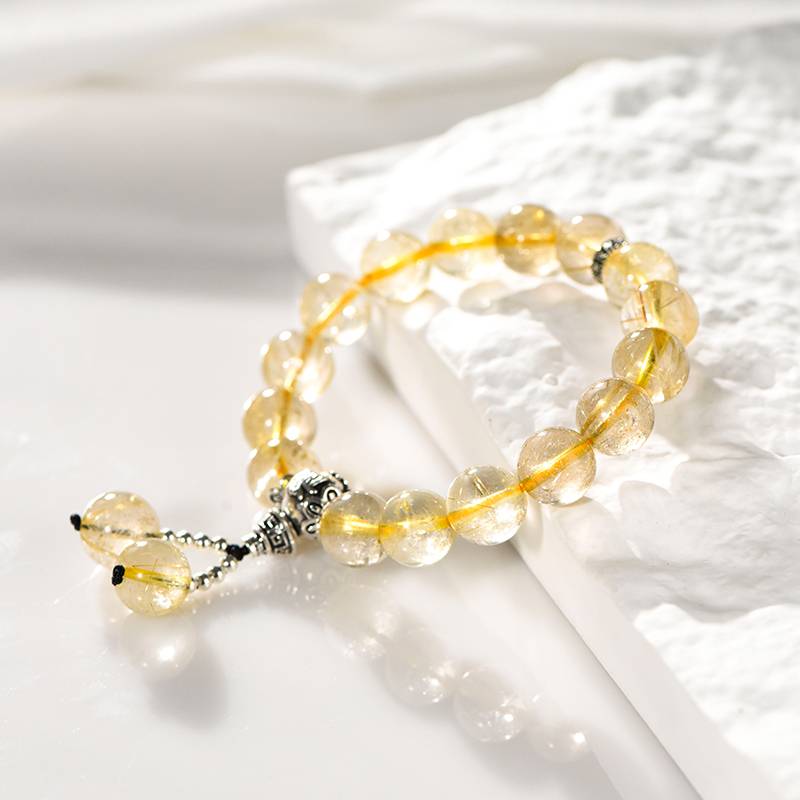 "Flowing Gold Whispers" Ladies' Simple Gold Hair Crystal Wealth bracelet: Niche Design · Light and Sparkling · Energy Always by Your side ✨