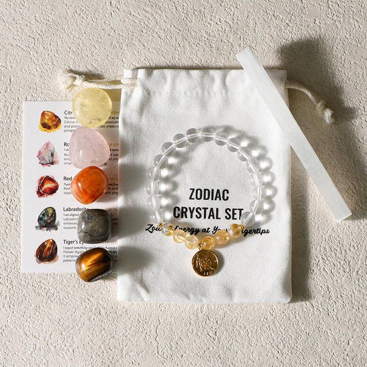 Your zodiac sign is the starry river worn on your hand. - Twelve Zodiac Signs Healing Bracelet Set -- White Crystal Energy Base Station × 60 Constellation Primordial Stones × Unlock Your zodiac Energy Formula