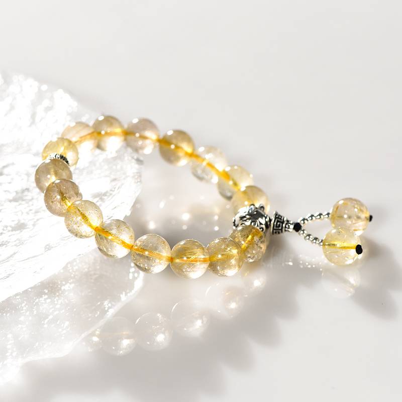 "Flowing Gold Whispers" Ladies' Simple Gold Hair Crystal Wealth bracelet: Niche Design · Light and Sparkling · Energy Always by Your side ✨