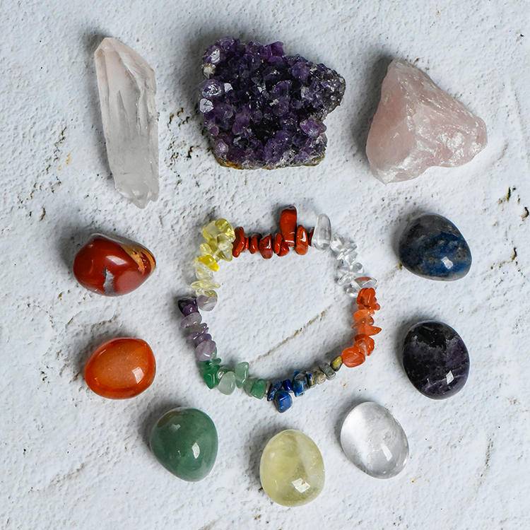Mineral Sanctuary: Raw Crystal Wooden Altar Set