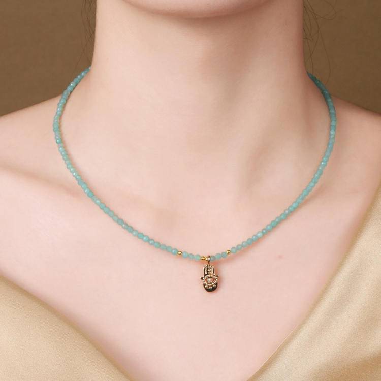 "Green Realm Silent Eyes" Faceted Amazon Stone Sun View Necklace: When the heart of the forest opens its eyes to the sunlight, silence is protection