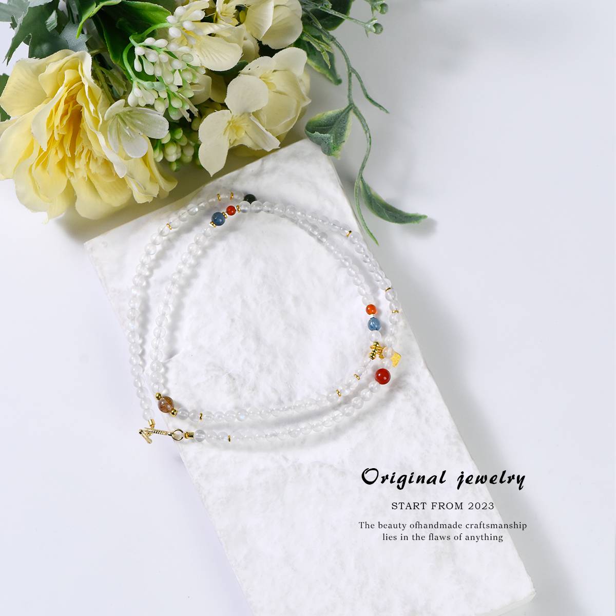 "Moon Tide" blue moonlight style necklace/bracelet dual use: quiet luxury multiple wear · energy follows shape