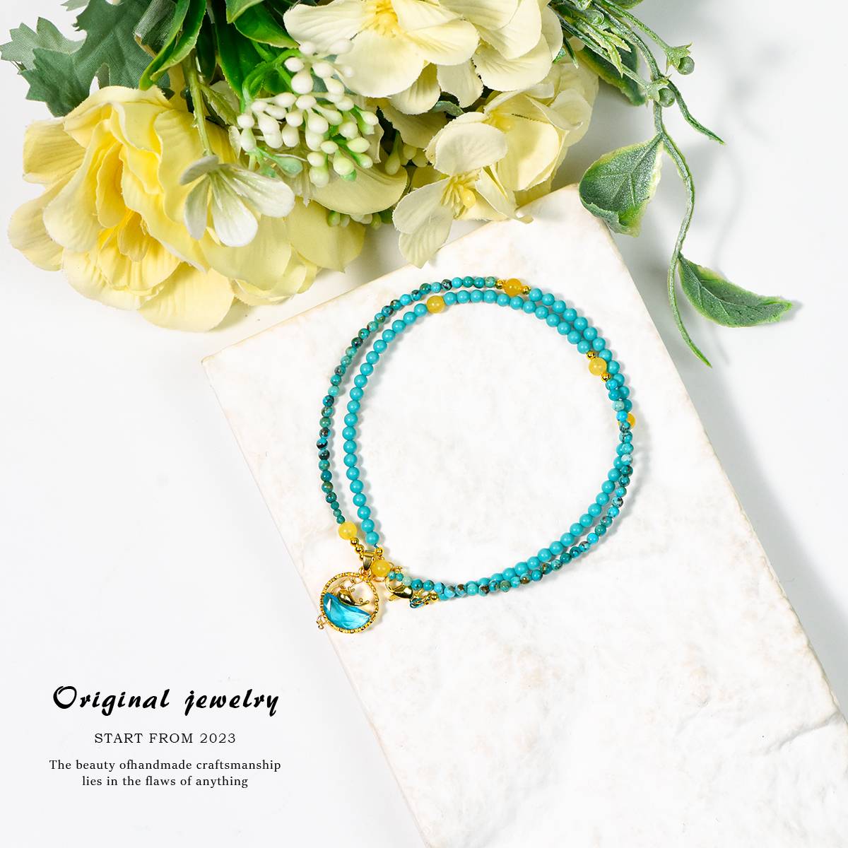 Whale and Deep Blue · Turquoise Amber Guards the Collarbone Chain: The sky mirror of Hubei pine, the time amber of amber, Whale guides the voyage