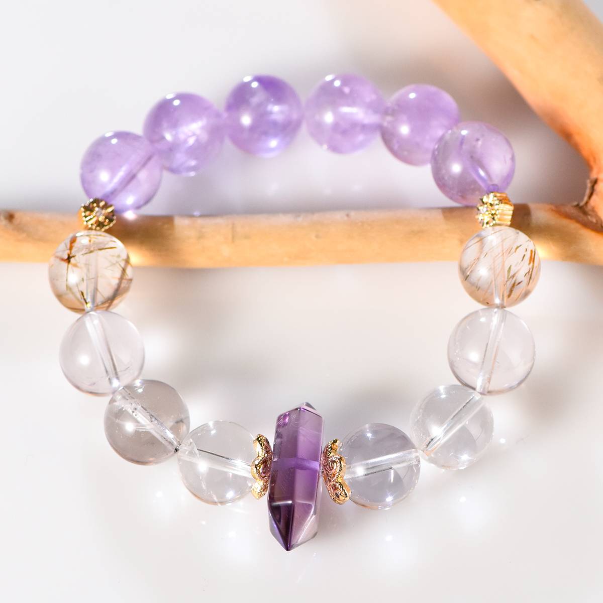Lucid Dream: Lavender Amethyst Double Terminated Bracelet