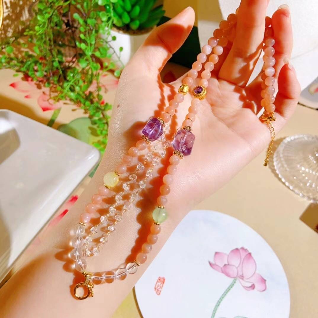 "Sun Star Trail" Natural Sunstone Universal Energy Chain: With the star engine in hand, you can fold the light-year scale
