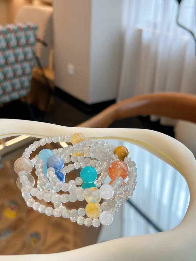 Star River Illusion · Grey Moonlight Multi-Treasure Three-Ring Bracelet