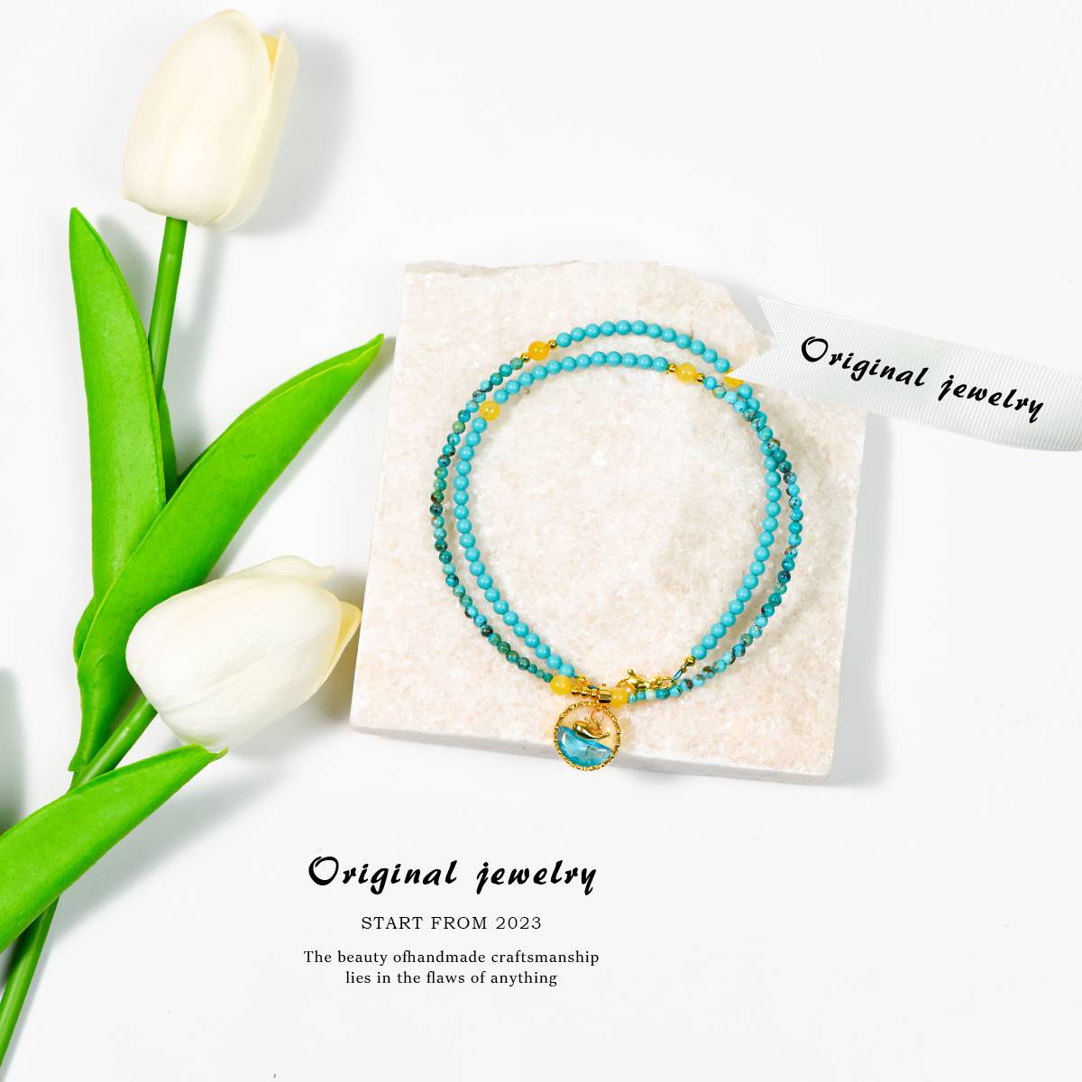 Whale and Deep Blue · Turquoise Amber Guards the Collarbone Chain: The sky mirror of Hubei pine, the time amber of amber, Whale guides the voyage