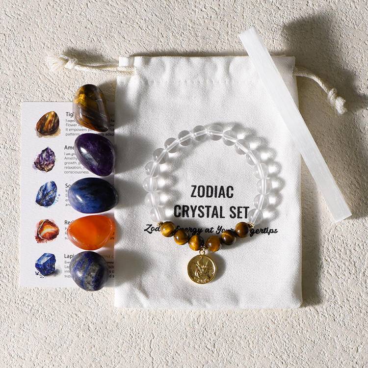 Your zodiac sign is the starry river worn on your hand. - Twelve Zodiac Signs Healing Bracelet Set -- White Crystal Energy Base Station × 60 Constellation Primordial Stones × Unlock Your zodiac Energy Formula