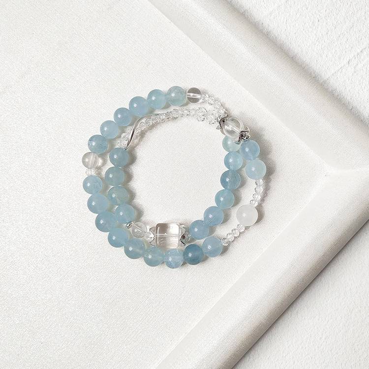 "Extreme Radiance" Glacier Aquamarine Double Loop Bracelet