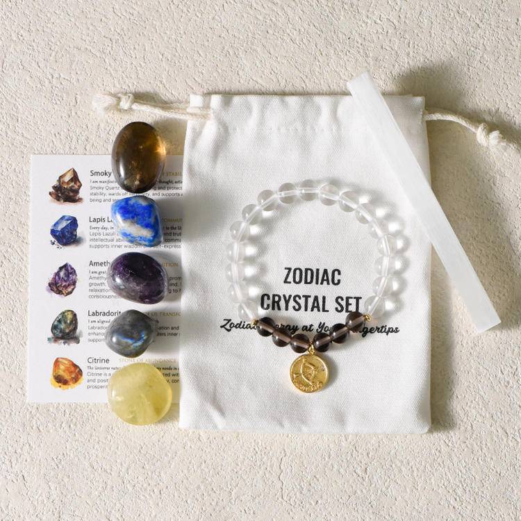 Your zodiac sign is the starry river worn on your hand. - Twelve Zodiac Signs Healing Bracelet Set -- White Crystal Energy Base Station × 60 Constellation Primordial Stones × Unlock Your zodiac Energy Formula