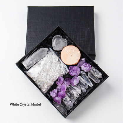 🔮 [Natural amethyst rough Stone + hexagonal Prism Crystal + Energy Gravel Set] - 13 energy universes, switch as you like!