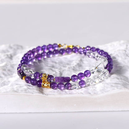Crystal Key Secret Realm · Sugar Facets Collarbone Chain: The Spiritual Prism of Amethyst, the Pure Light Scale of White Crystal