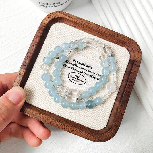 "Extreme Radiance" Glacier Aquamarine Double Loop Bracelet