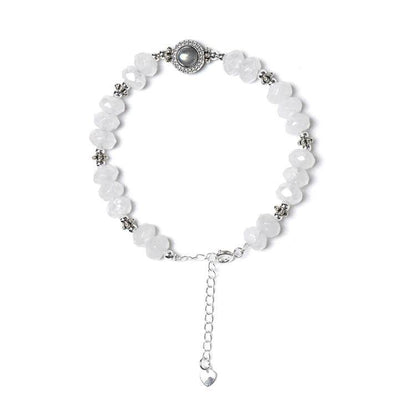 ✨ Pure Realm · Energy Flow ✨ White Ghost beaded Faceted Bracelet · Dancing with Grey Moonlight