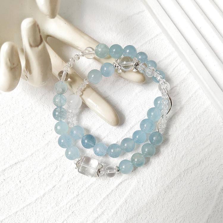 "Extreme Radiance" Glacier Aquamarine Double Loop Bracelet