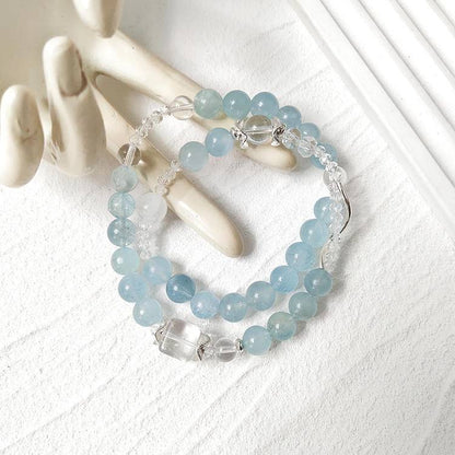 "Extreme Radiance" Glacier Aquamarine Double Loop Bracelet