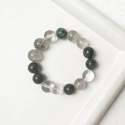 "Forest Spirit Pulse" Triple Green Energy + White Crystal Bracelet: Gather Treasures, Generate Wealth, Purify the Domain, Empower ✨💧