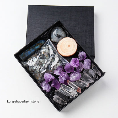 🔮 [Natural amethyst rough Stone + hexagonal Prism Crystal + Energy Gravel Set] - 13 energy universes, switch as you like!