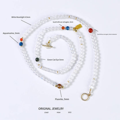 "Moon Tide" blue moonlight style necklace/bracelet dual use: quiet luxury multiple wear · energy follows shape